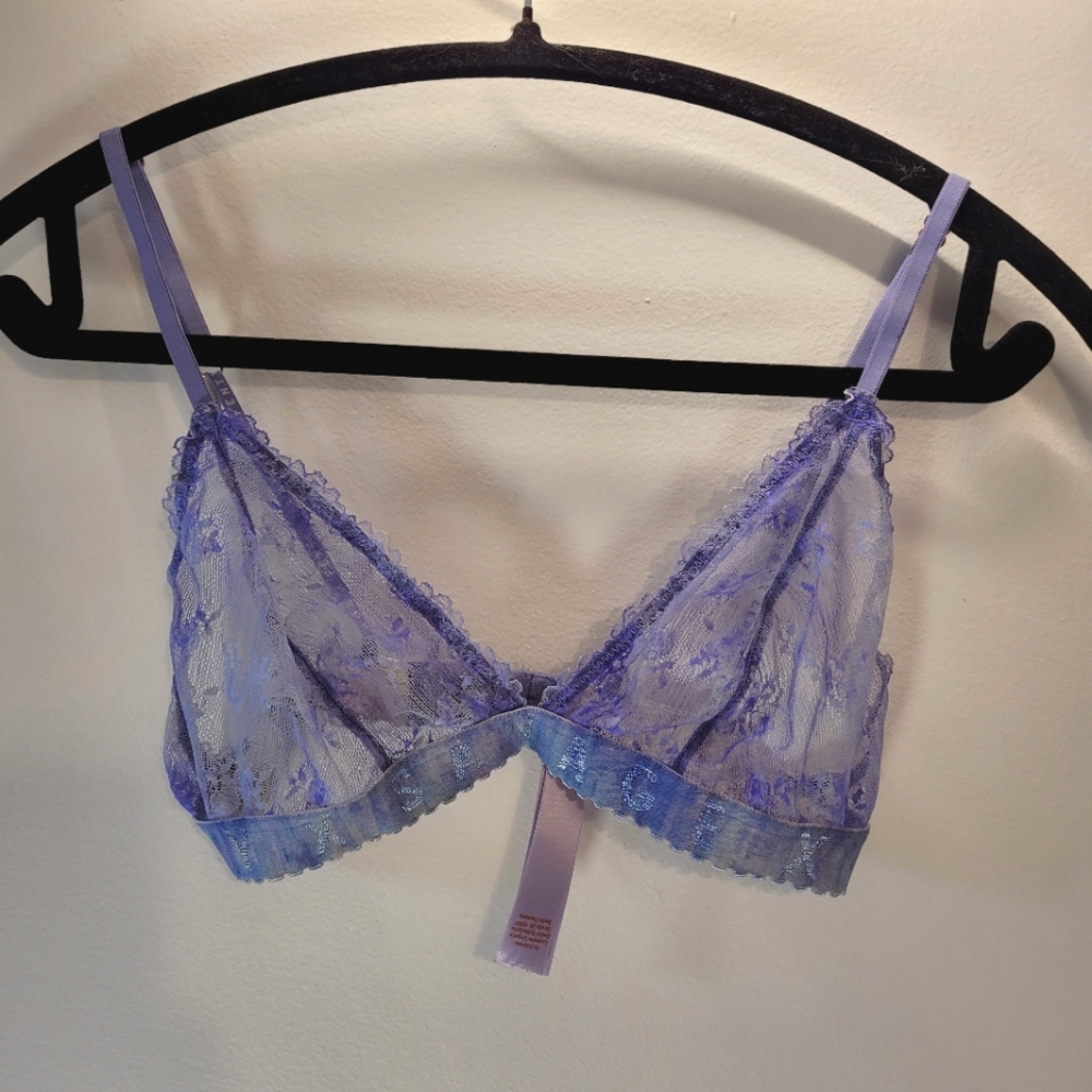 Savage X Fenty Floral Mesh Purple Lavender Bralette - Xs